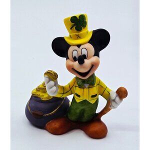 Vintage Disney Mickey Mouse St. Patricks Day Figurine By Schmid With Leprechaun